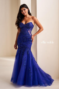 Ellie Wilde EW37085 Strapless Fit and Flare Gown