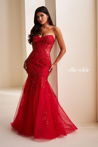 Ellie Wilde EW37085 Strapless Fit and Flare Gown