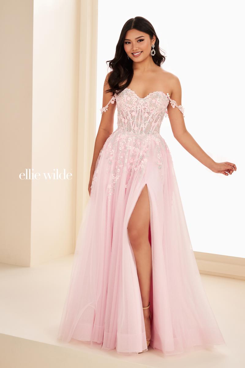 Ellie Wilde EW37094 Off-Shoulder A-Line Long Dress