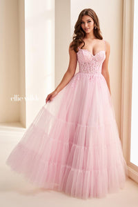Ellie Wilde EW37107 Spaghetti Strap A-Line Gown