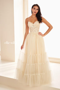 Ellie Wilde EW37107 Spaghetti Strap A-Line Gown
