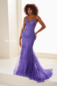 Ellie Wilde EW37114 Strapless Fit and Flare Long Dress
