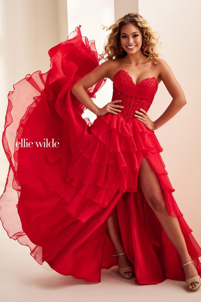 Ellie Wilde EW37115 Strapless Sweetheart A-Line Gown