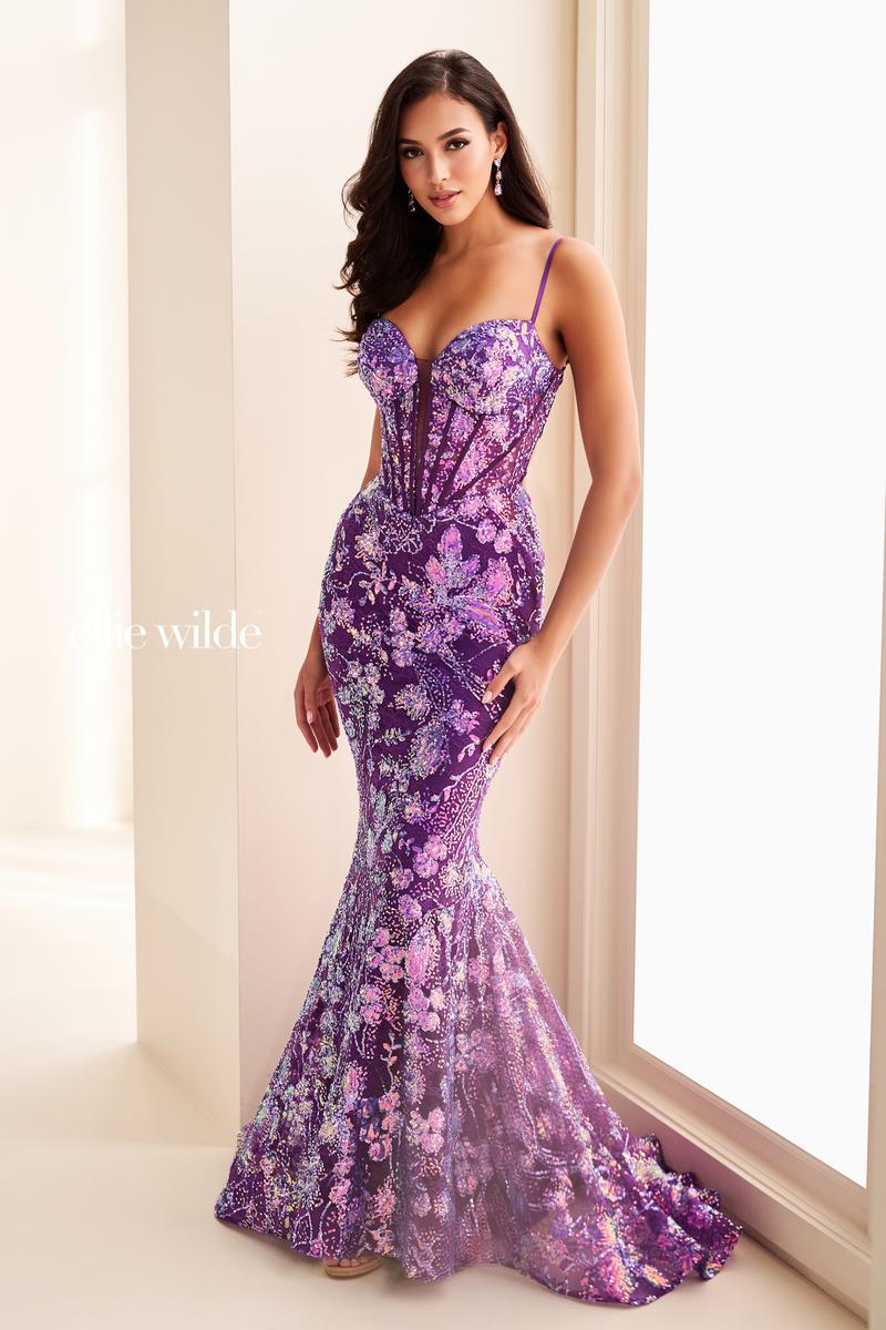Ellie Wilde EW37127 Dress - Sweetheart Neckline, Long Fit and Flare