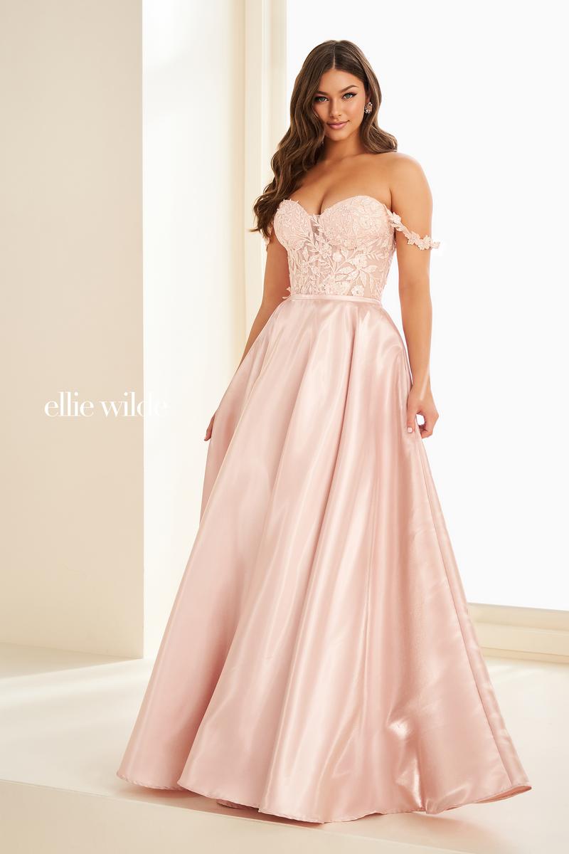 Ellie Wilde EW37202 Off-Shoulder Short A-Line Dress
