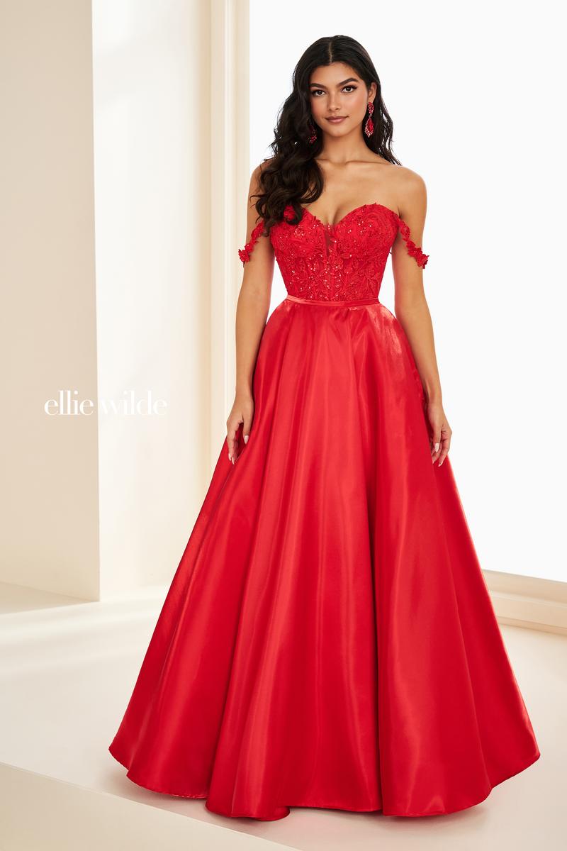 Ellie Wilde EW37202 Off-Shoulder Short A-Line Dress
