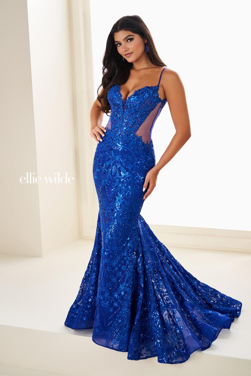 Ellie Wilde EW37204 Dress - Plunging Neckline Fit and Flare
