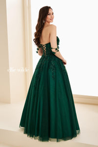 Ellie Wilde EW37208 Off-Shoulder A-Line Dress with Slit