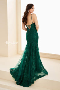 Ellie Wilde EW37209 Dress - Plunging Neckline, Fit and Flare Silhouette