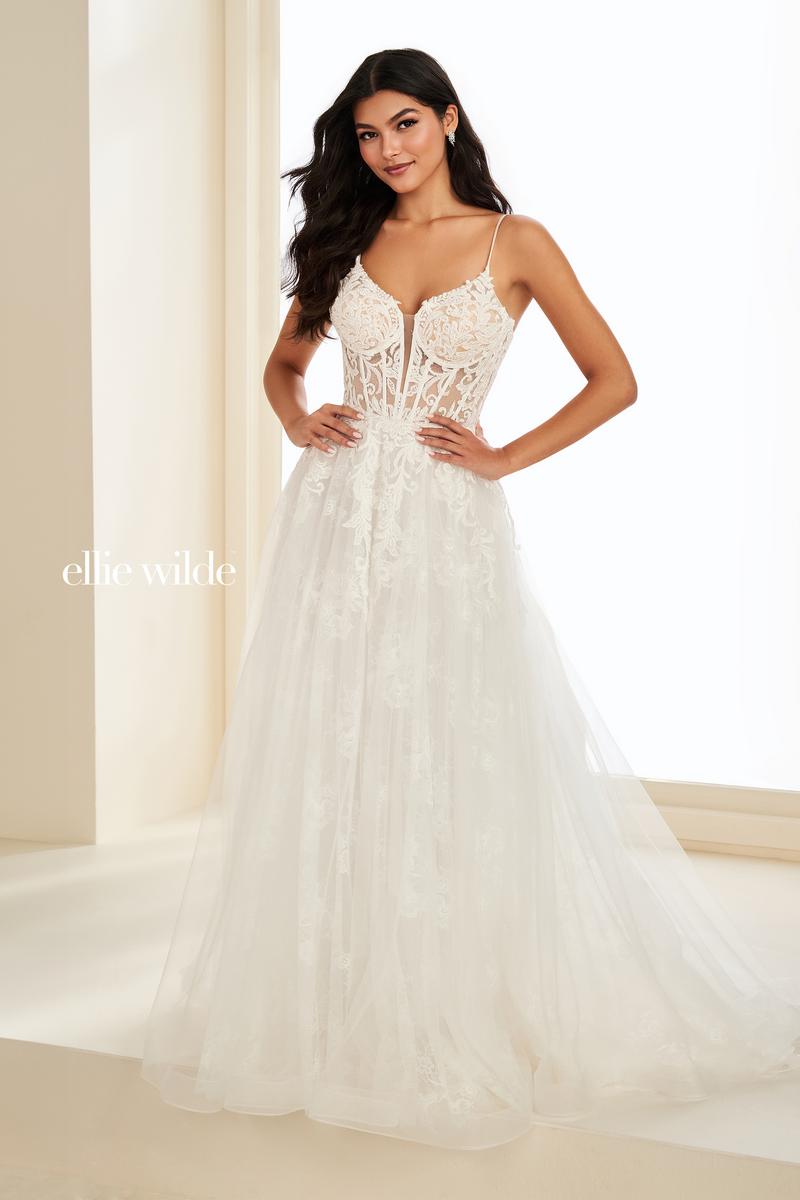 Ellie Wilde EW37210 Spaghetti Strap A-Line Gown