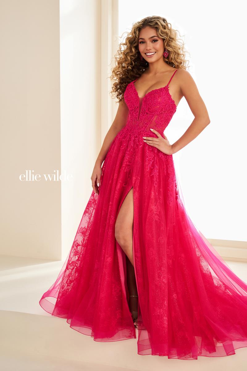 Ellie Wilde EW37210 Spaghetti Strap A-Line Gown