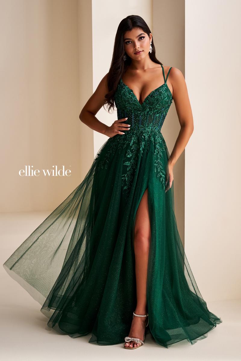 Ellie Wilde EW37212 Dress - Plunging Neckline, A-Line Silhouette