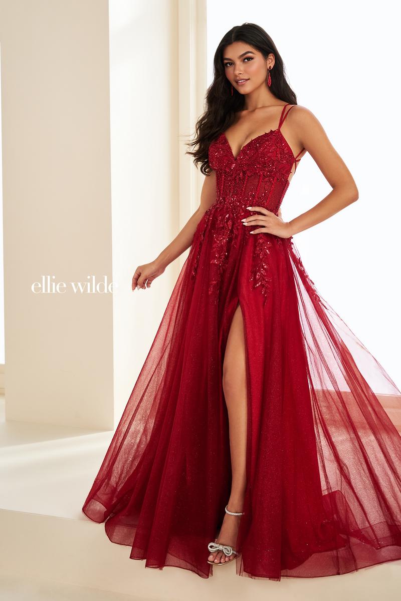 Ellie Wilde EW37212 Dress - Plunging Neckline, A-Line Silhouette