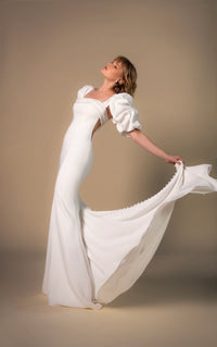 33387 - Chic Fit and Flare Wedding Dress for a Glamorous Look