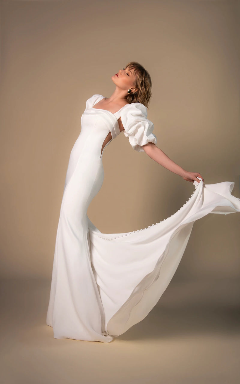 33387 - Chic Fit and Flare Wedding Dress for a Glamorous Look