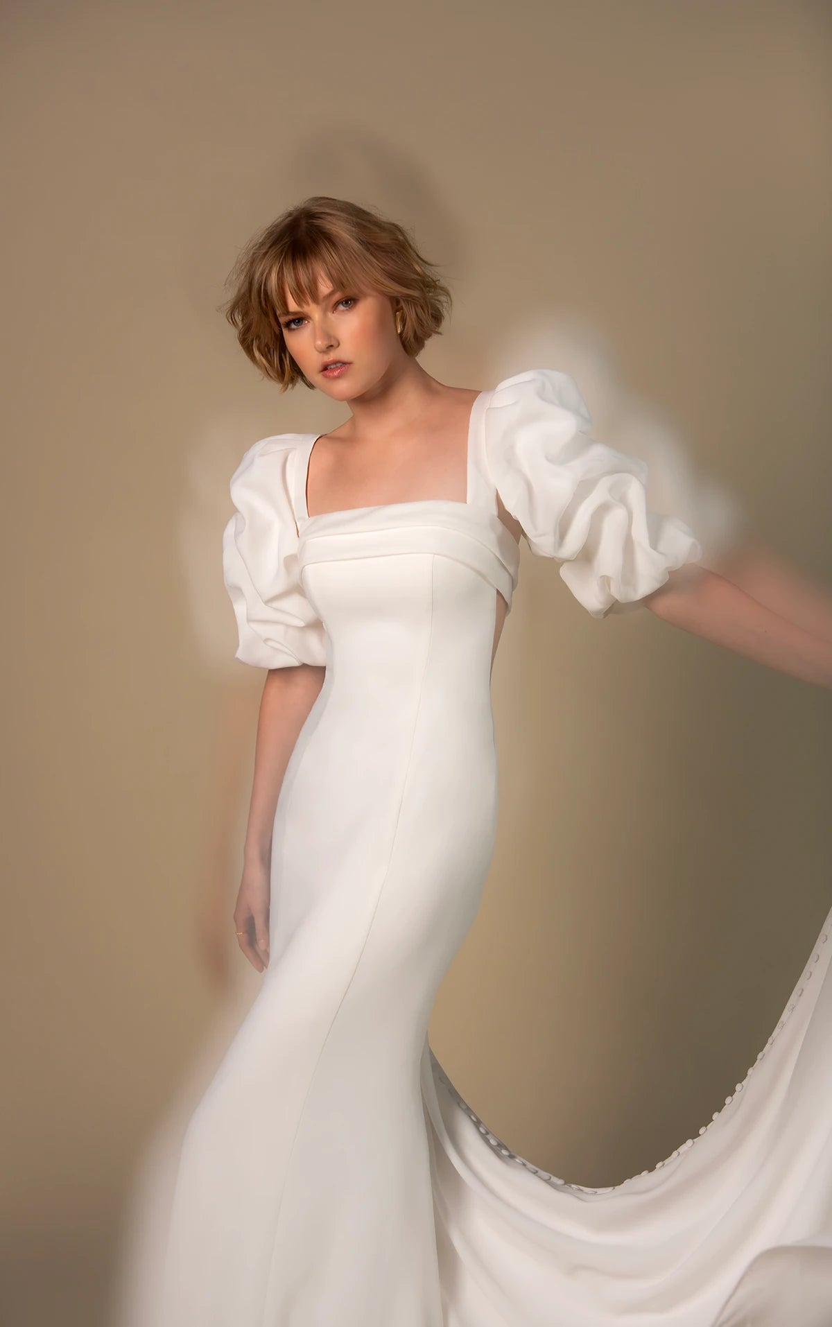 33387 - Chic Fit and Flare Wedding Dress for a Glamorous Look