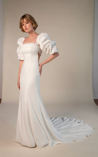 33387 - Chic Fit and Flare Wedding Dress for a Glamorous Look