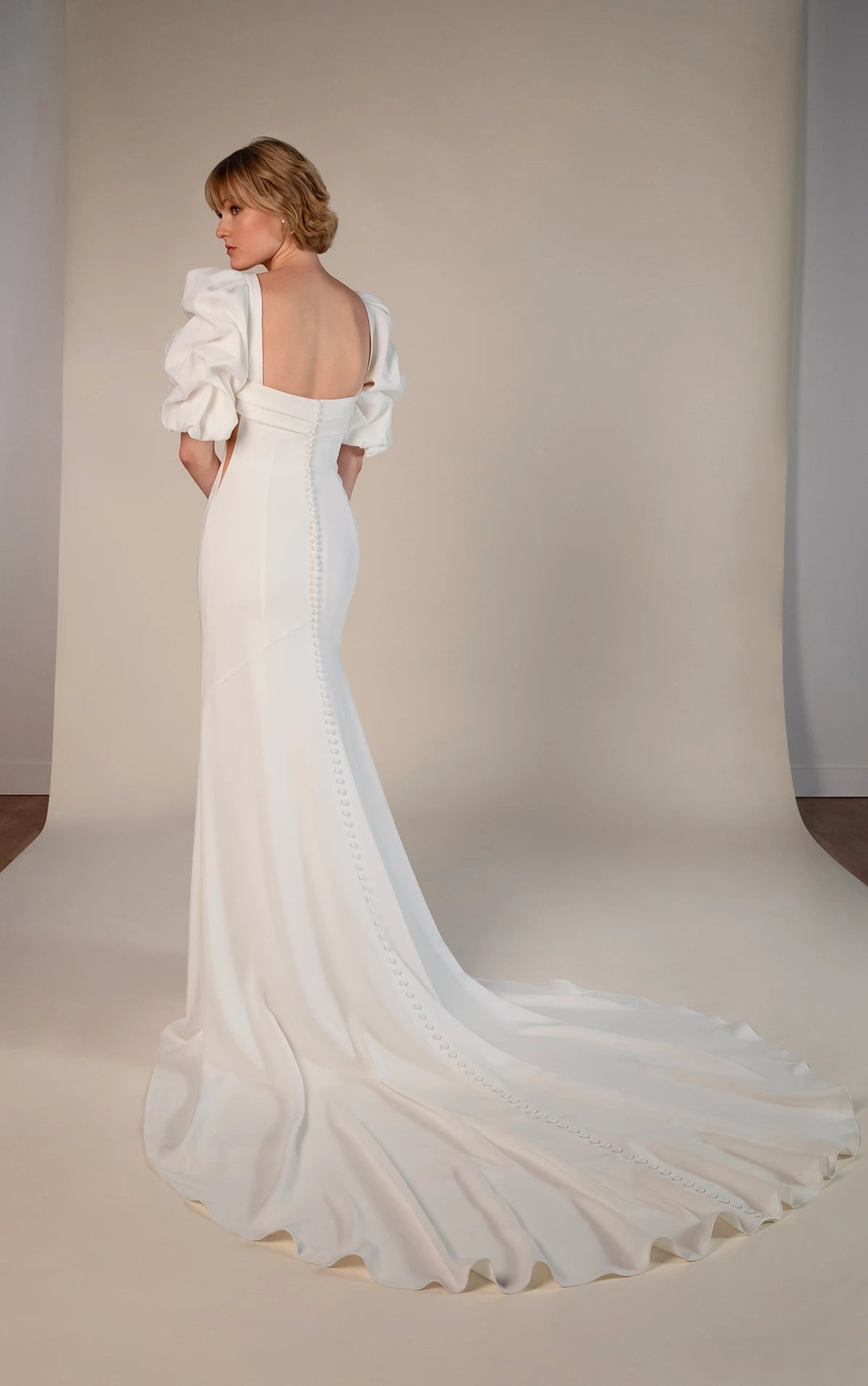 33387 - Chic Fit and Flare Wedding Dress for a Glamorous Look