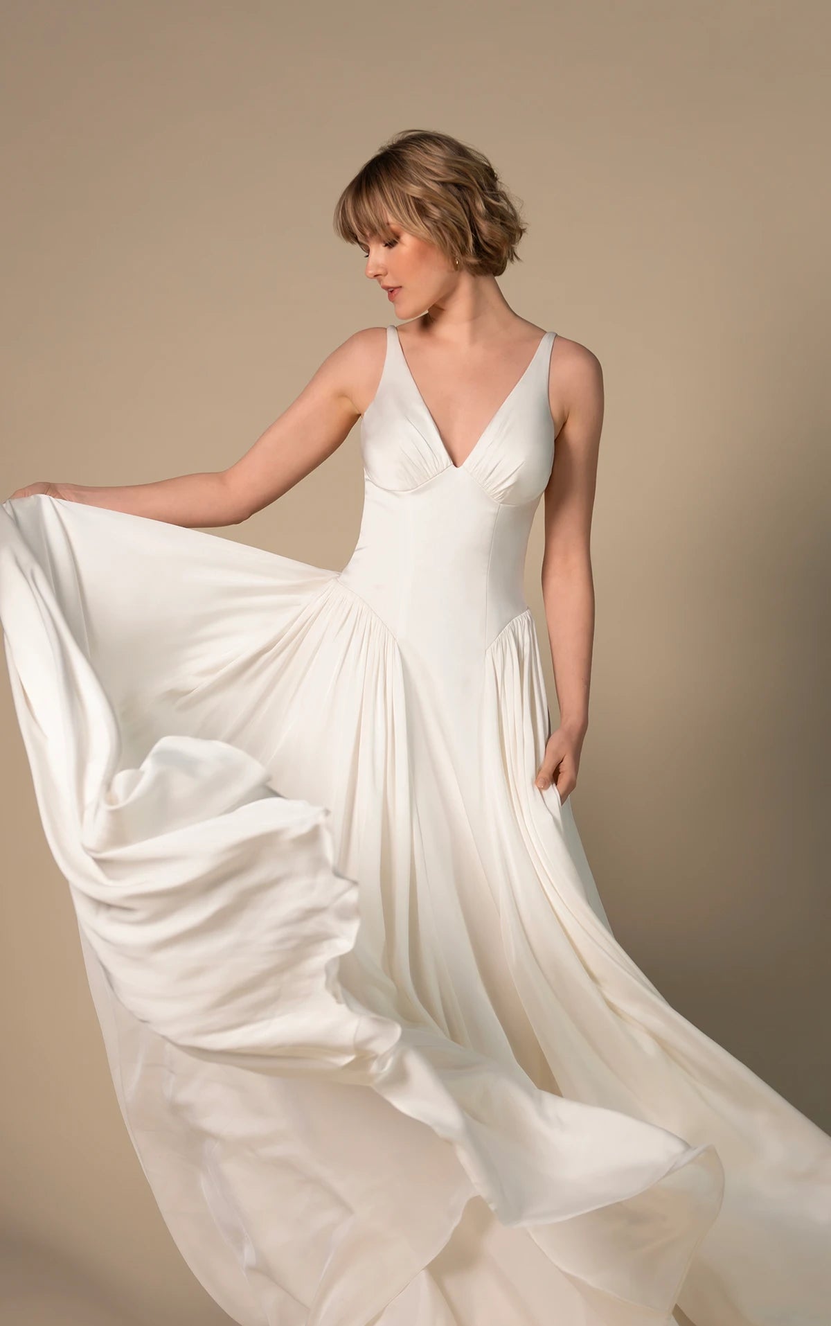 34782-Simple Silk A-Line Wedding Dress