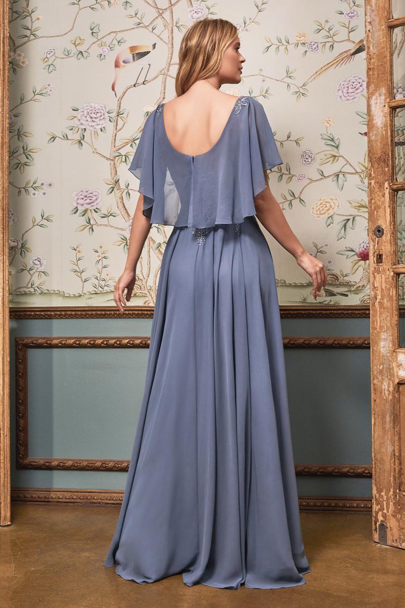Ladivine Dress HT101 - Plunge Neckline, Long Floral Fit and Flare Gown