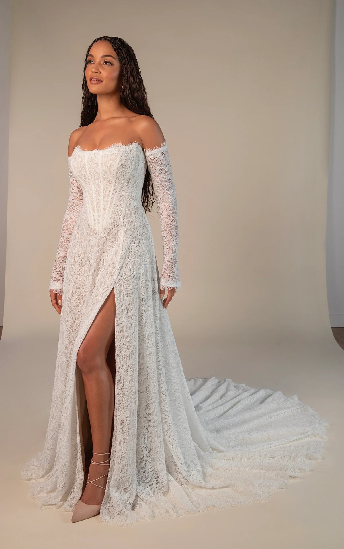 34783-Romantic Lace Corset A-Line Wedding Dress