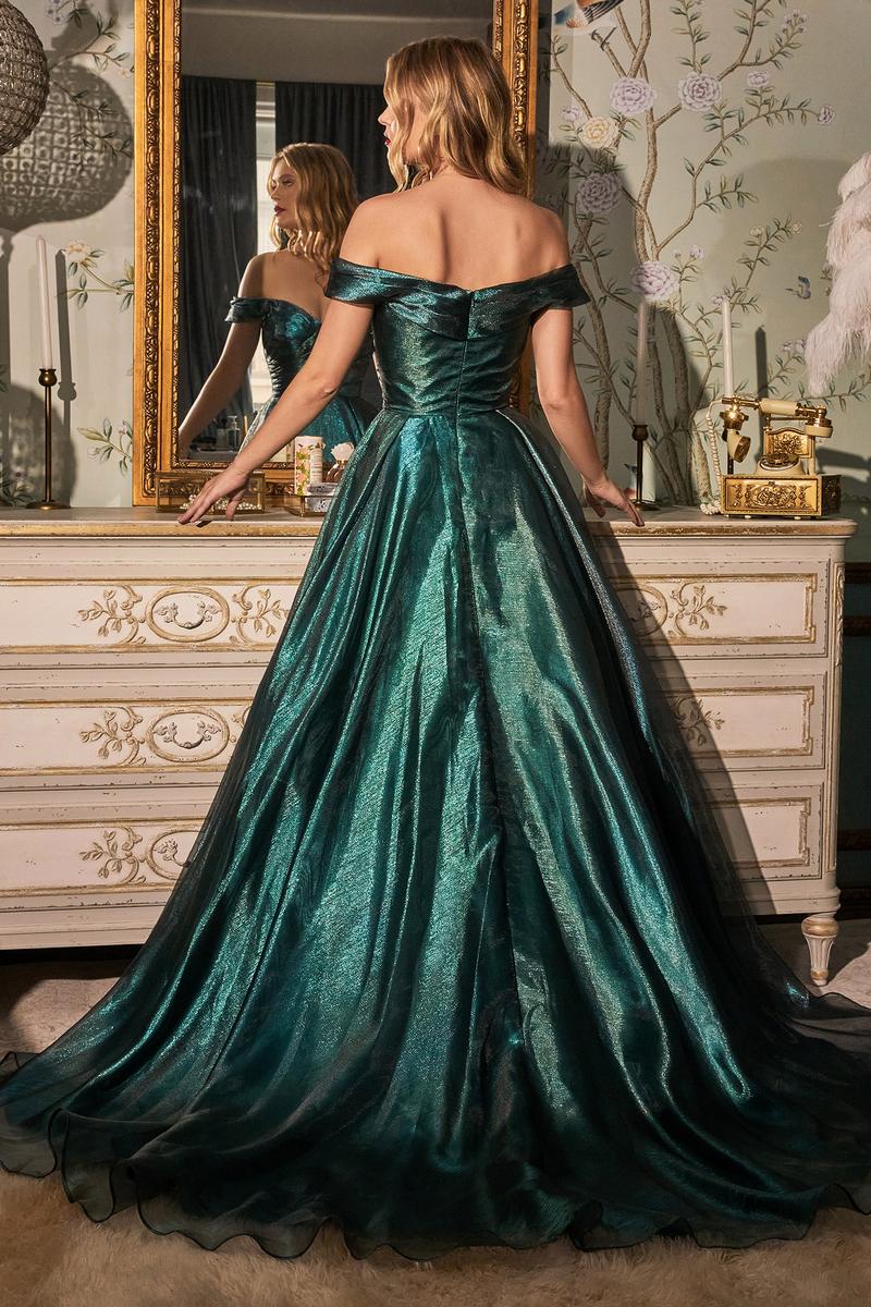 Ladivine Dress J822 - Plunge Neckline, Long Fit and Flare Gown