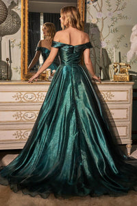 Ladivine Dress J822 - Plunge Neckline, Long Fit and Flare Gown