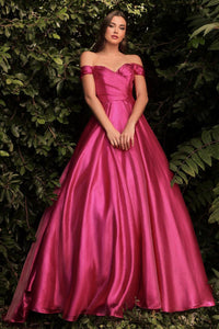 Ladivine Dress J822 - Plunge Neckline, Long Fit and Flare Gown