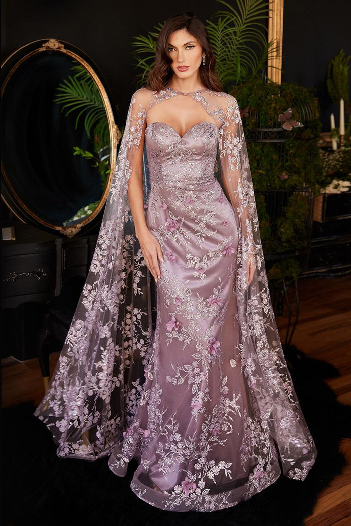 Ladivine Dress J834 - Plunging Neckline, Long Fit and Flare Silhouette
