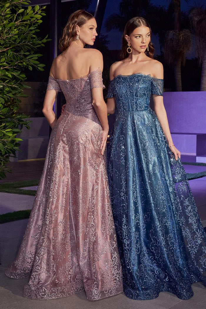 Ladivine Dress J835 - Plunging Neckline, Long Fit and Flare Silhouette