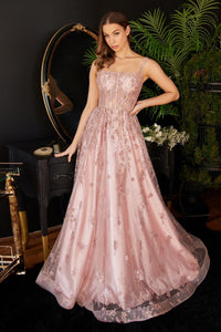 Ladivine Dress J840 - Plunging Neckline, Long Fit and Flare Silhouette