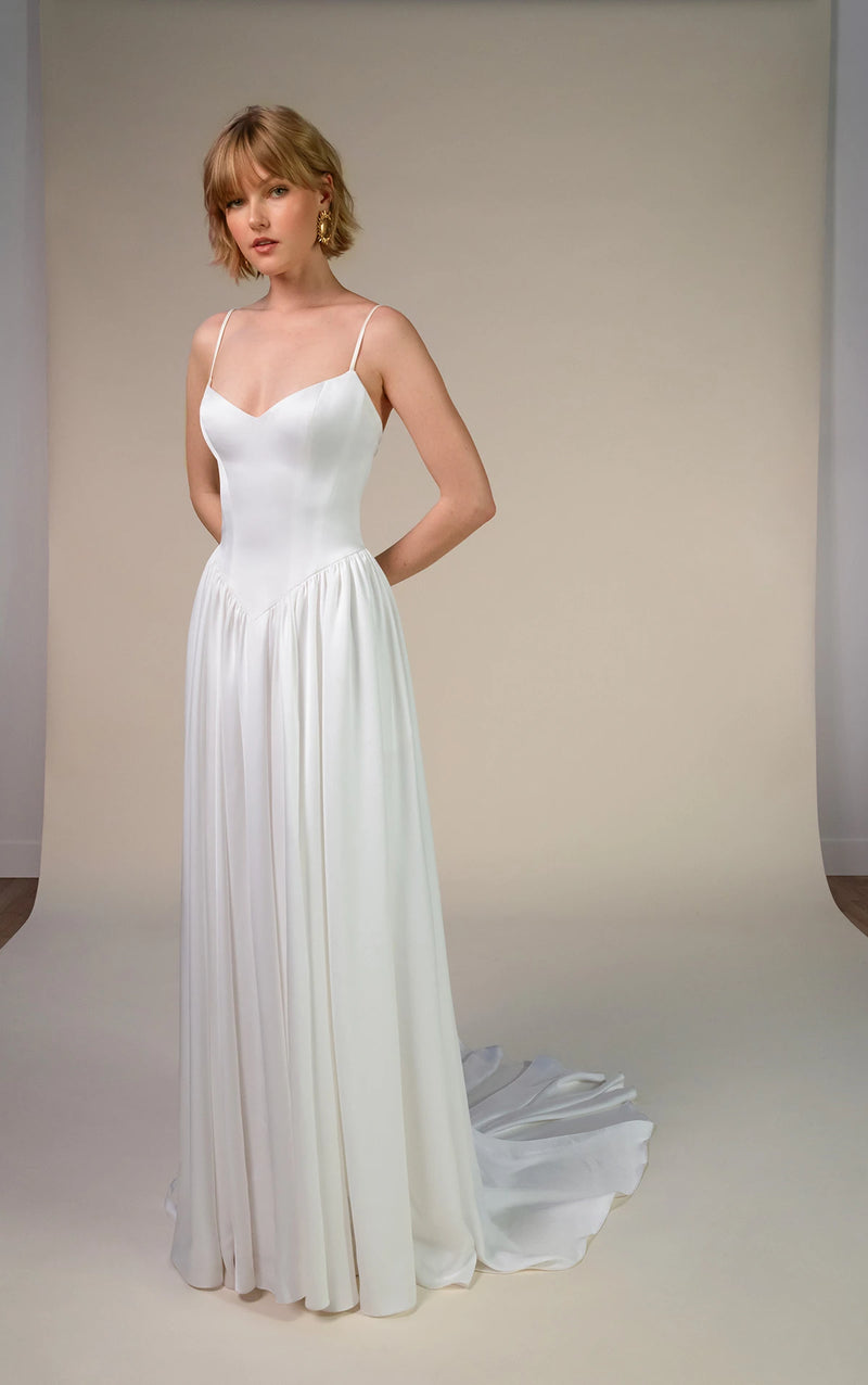33601 - Romantic A-Line Wedding Gown with Flowy Skirt