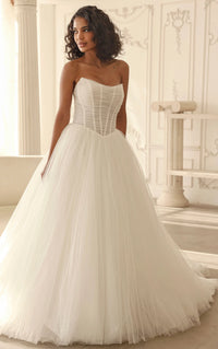 34480 - Romantic Strapless Tulle Princess Ballgown Wedding Dress with Scoop Neckline