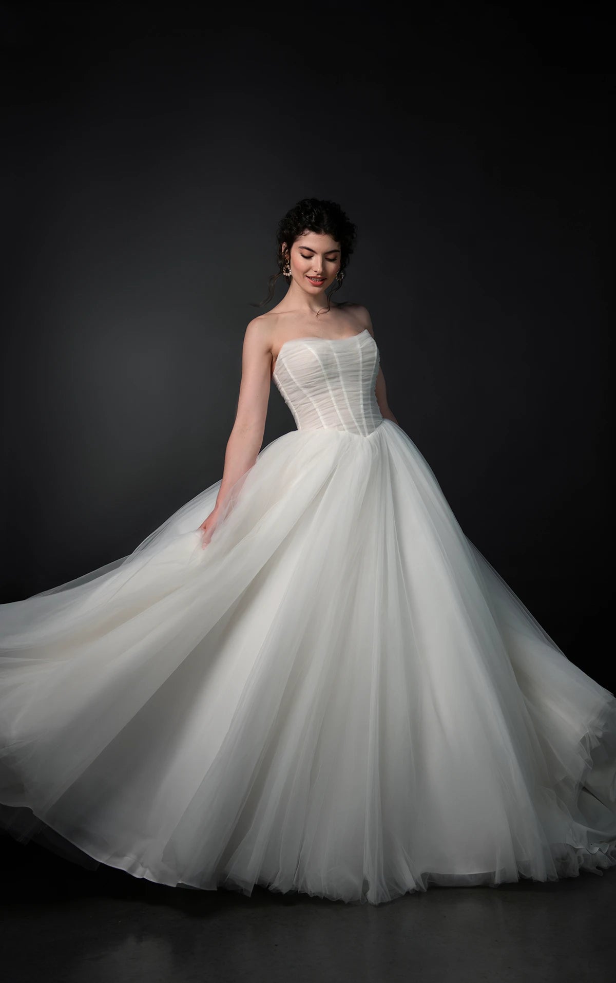 34480 - Romantic Strapless Tulle Princess Ballgown Wedding Dress with Scoop Neckline