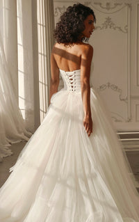 34480 - Romantic Strapless Tulle Princess Ballgown Wedding Dress with Scoop Neckline