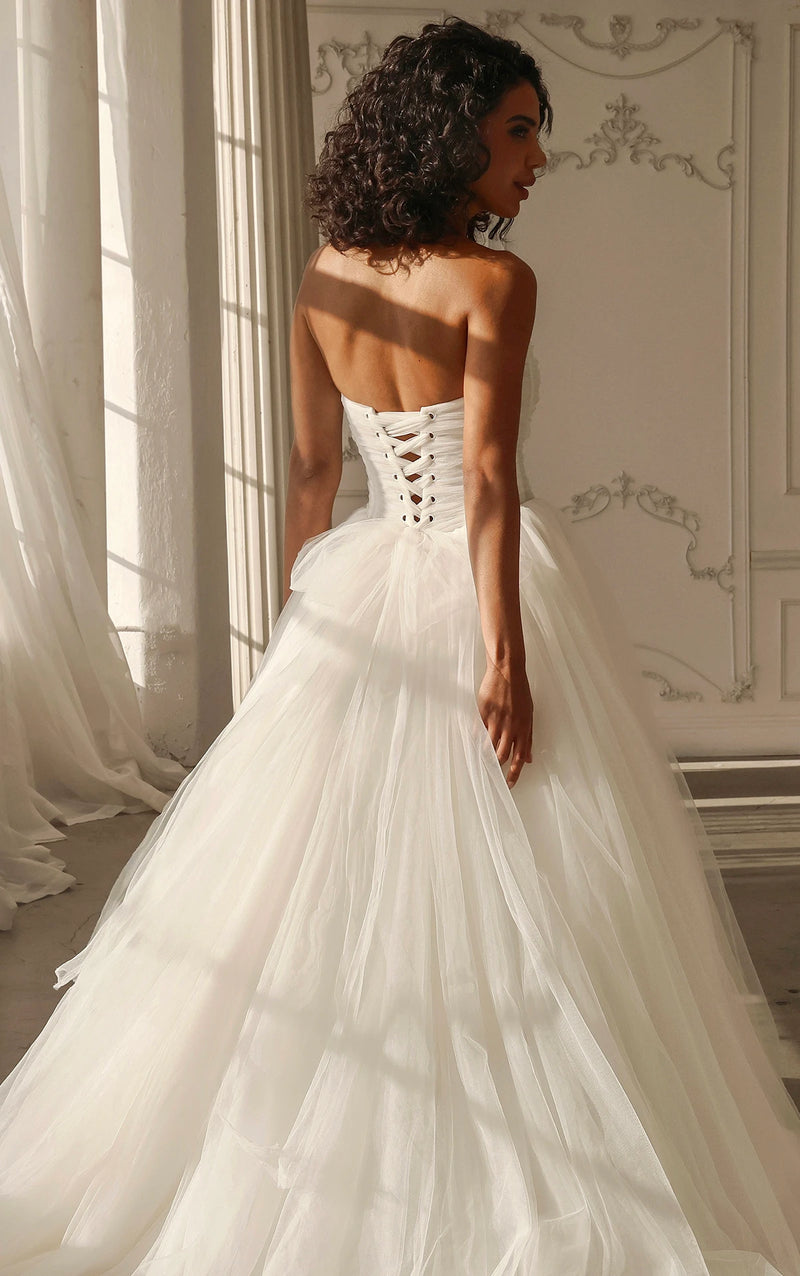 34480 - Romantic Strapless Tulle Princess Ballgown Wedding Dress with Scoop Neckline