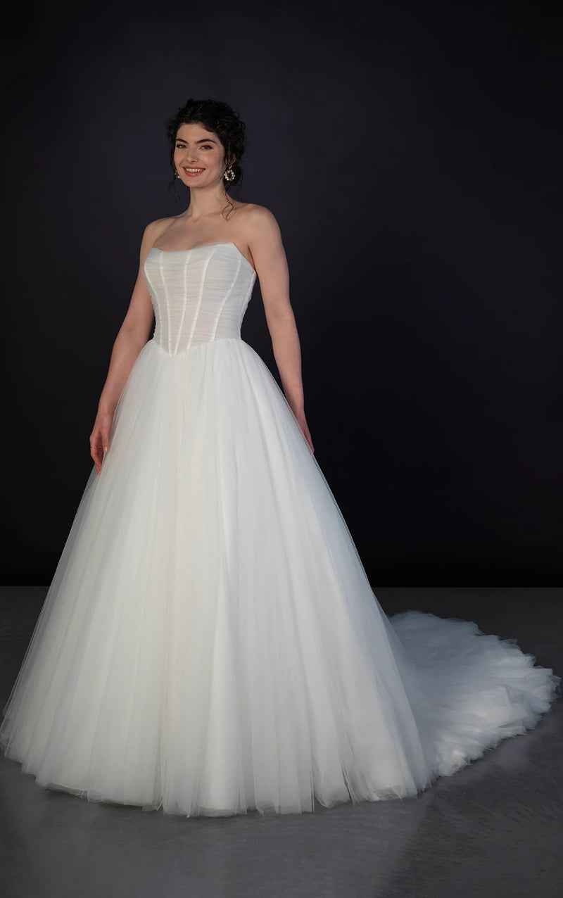 34480 - Romantic Strapless Tulle Princess Ballgown Wedding Dress with Scoop Neckline