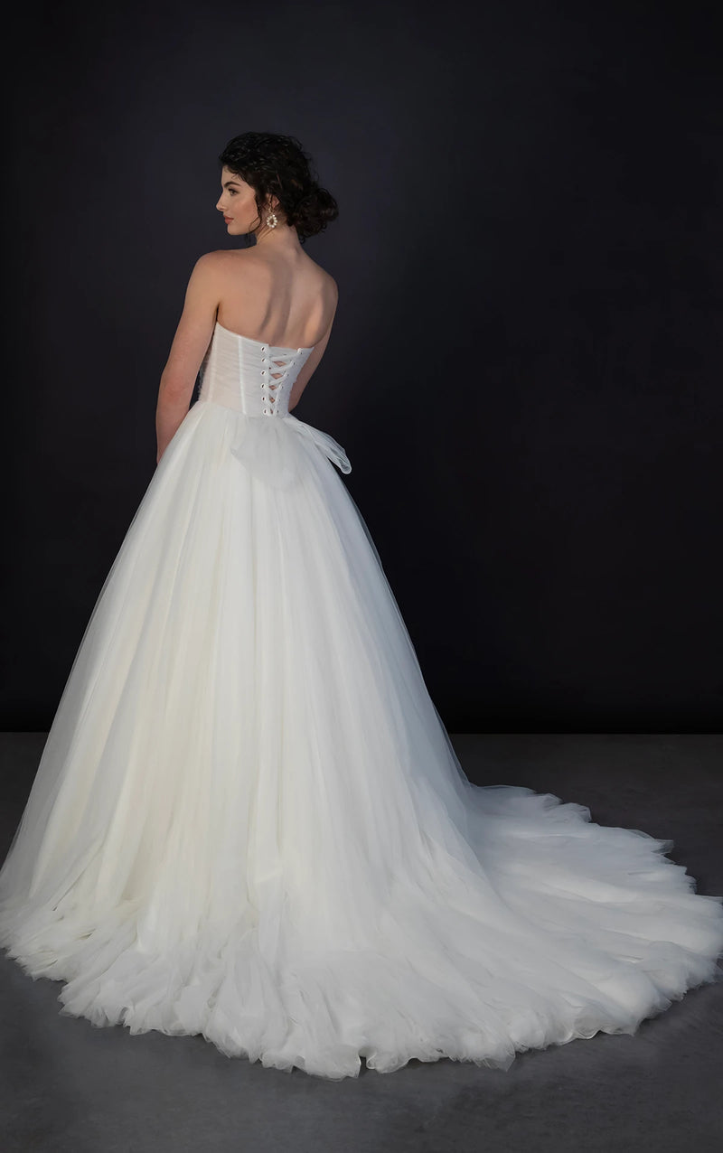34480 - Romantic Strapless Tulle Princess Ballgown Wedding Dress with Scoop Neckline