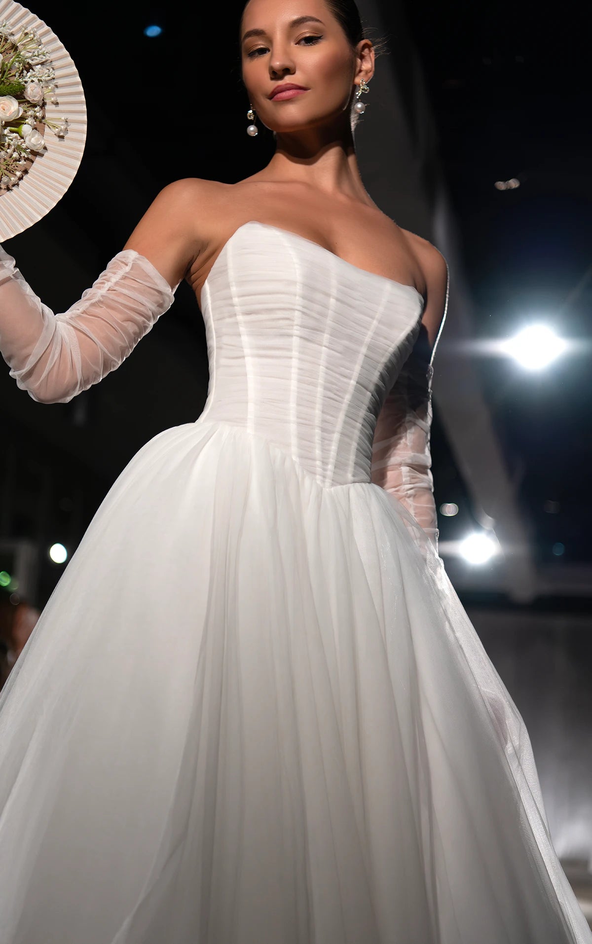 34480 - Romantic Strapless Tulle Princess Ballgown Wedding Dress with Scoop Neckline