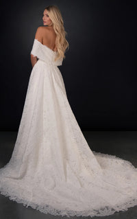 34811-Off-the-Shoulder Lace A-Line Wedding Gown