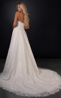 34811-Off-the-Shoulder Lace A-Line Wedding Gown
