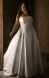 34808-Plus Size Brushed Mikado A-Line Wedding Gown