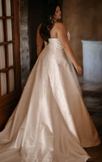 34808-Plus Size Brushed Mikado A-Line Wedding Gown