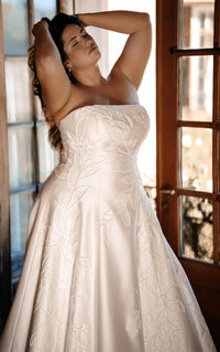 34808-Plus Size Brushed Mikado A-Line Wedding Gown