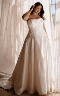 34808-Plus Size Brushed Mikado A-Line Wedding Gown