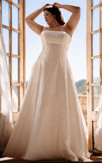 34808-Plus Size Brushed Mikado A-Line Wedding Gown