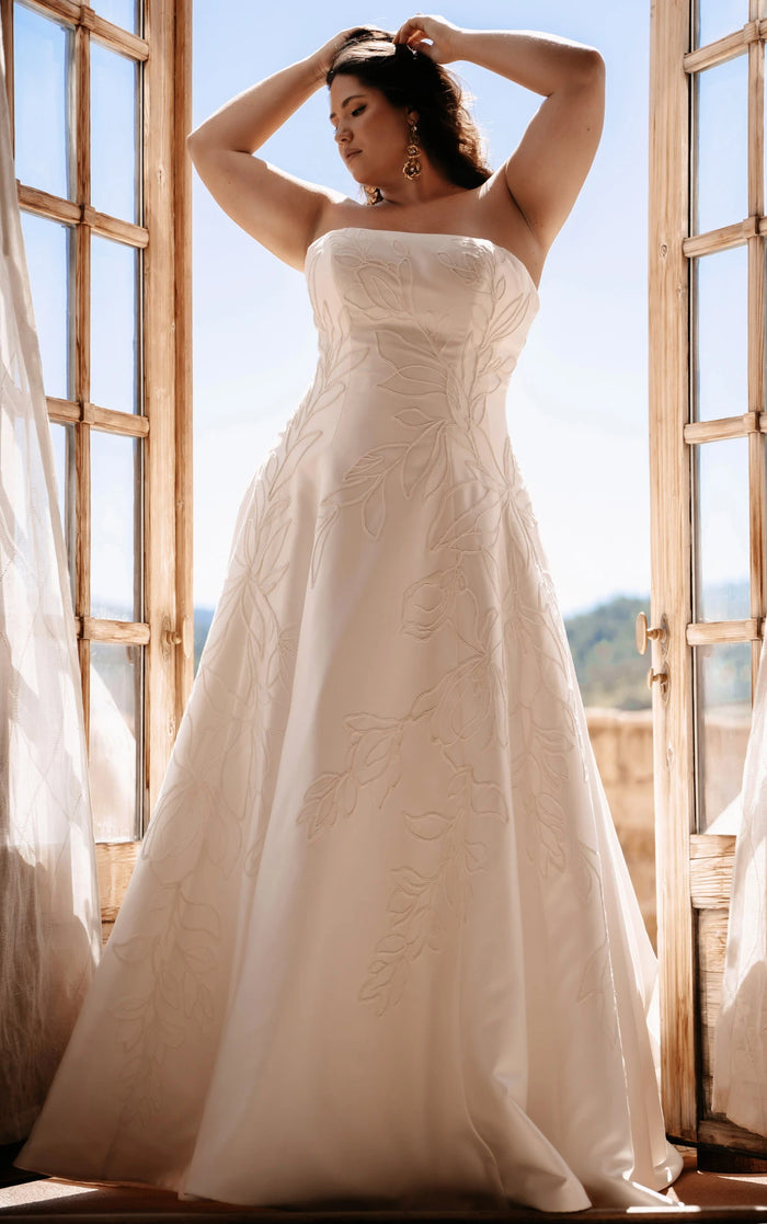 34808-Plus Size Brushed Mikado A-Line Wedding Gown