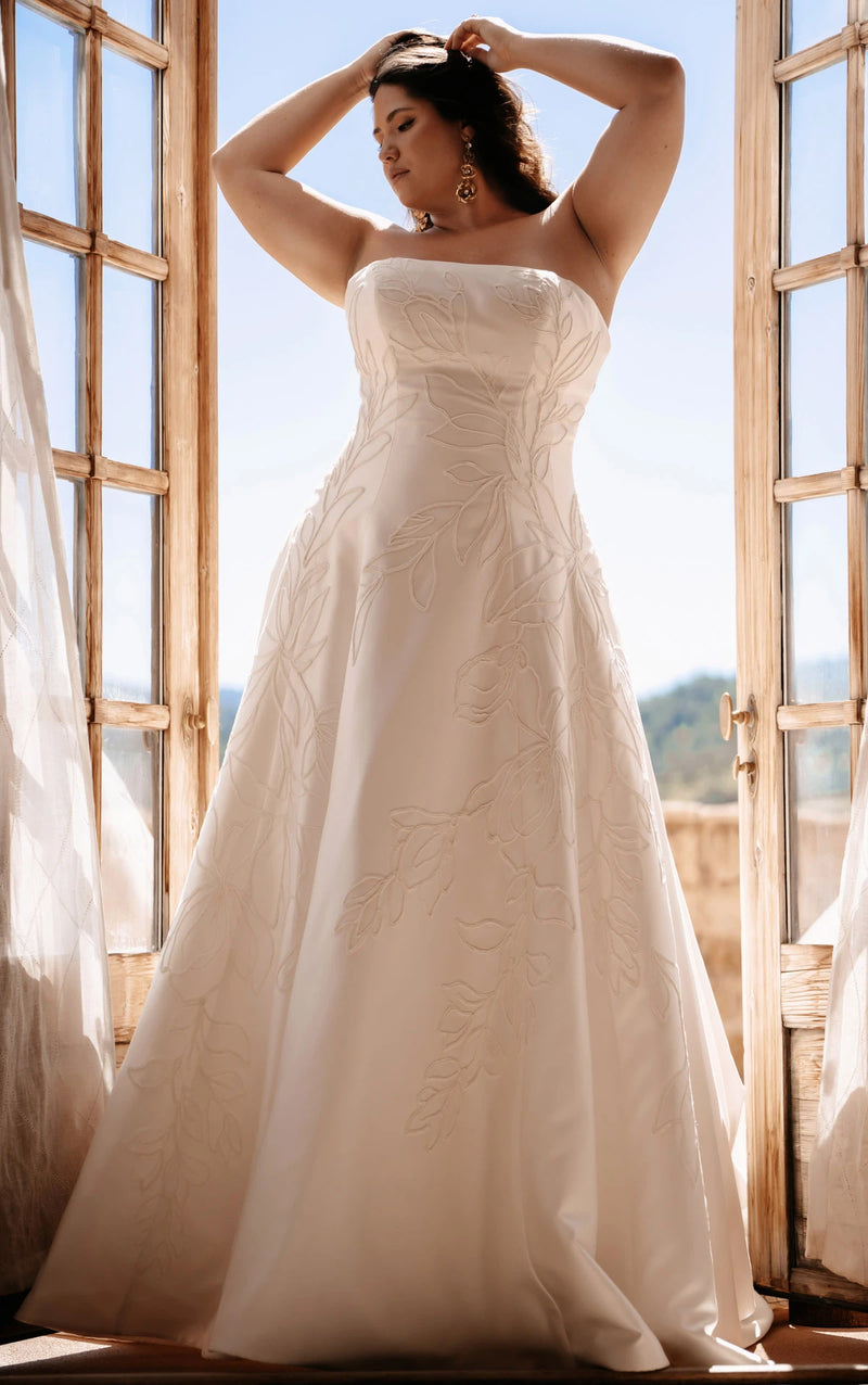 34808-Plus Size Brushed Mikado A-Line Wedding Gown