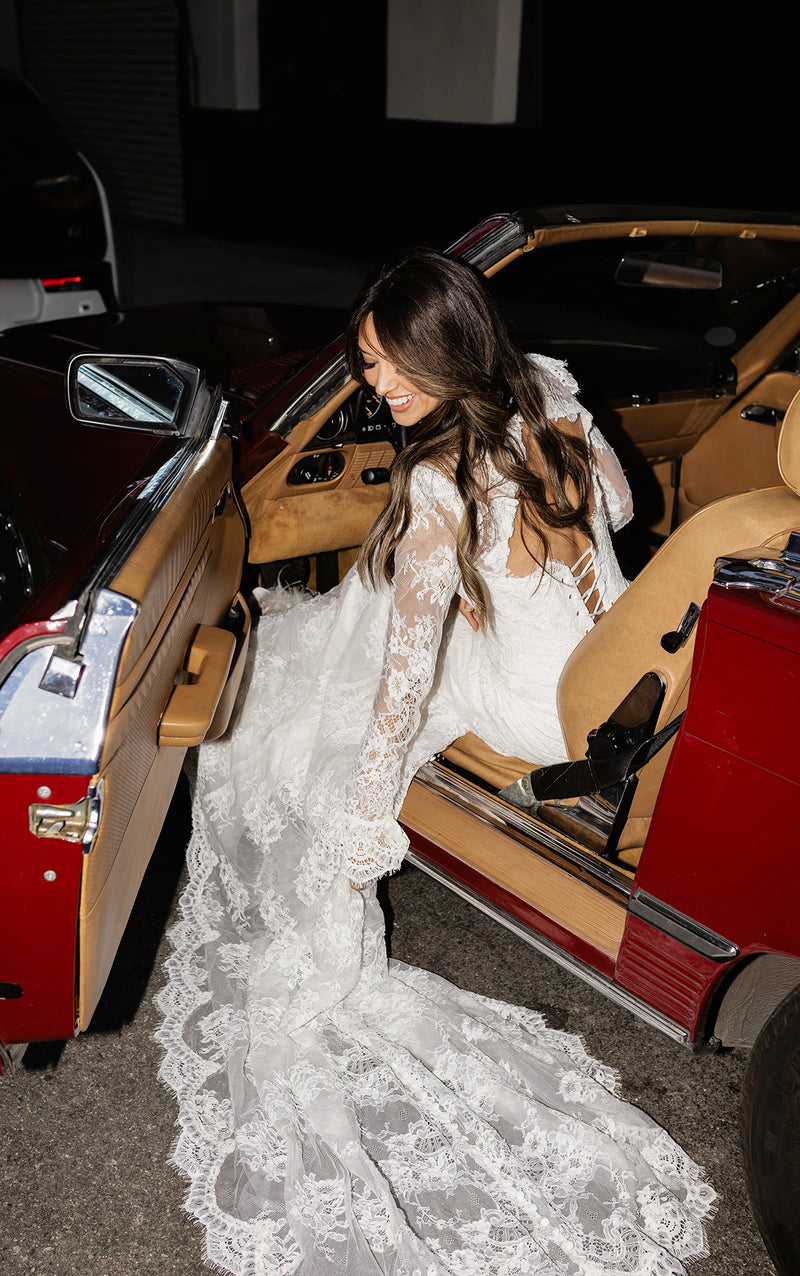 33604 - Strapless Lace Sheath Wedding Dress with Faux Two-Piece Bodice