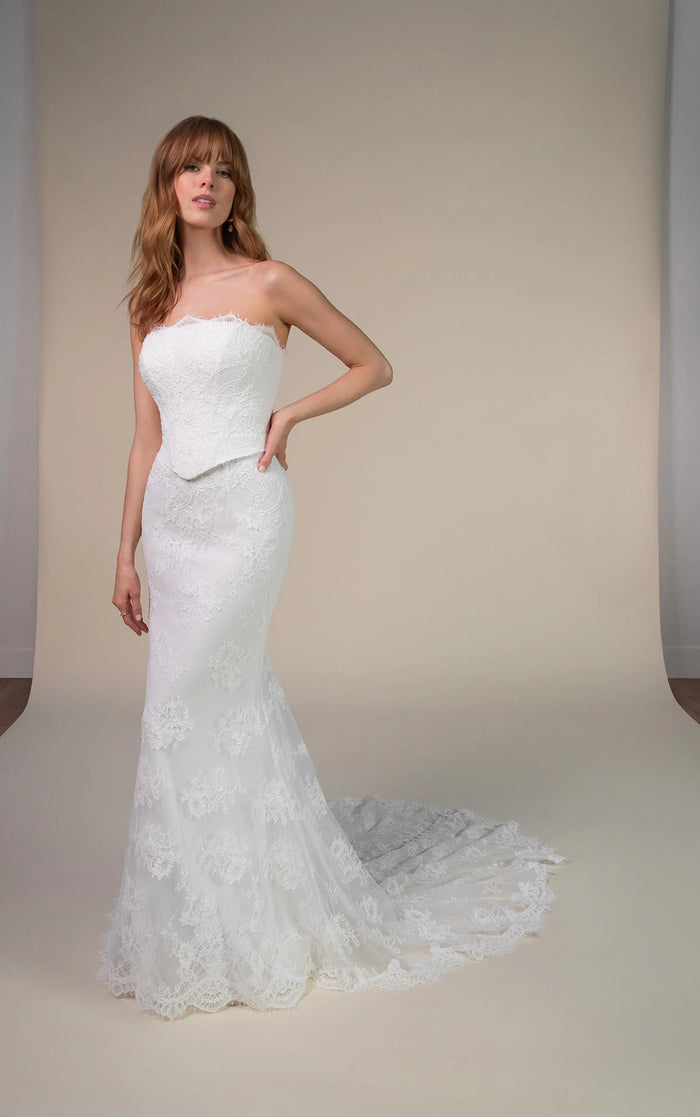 33604 - Strapless Lace Sheath Wedding Dress with Faux Two-Piece Bodice